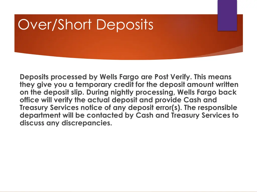 over short deposits