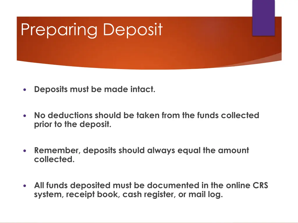 preparing deposit