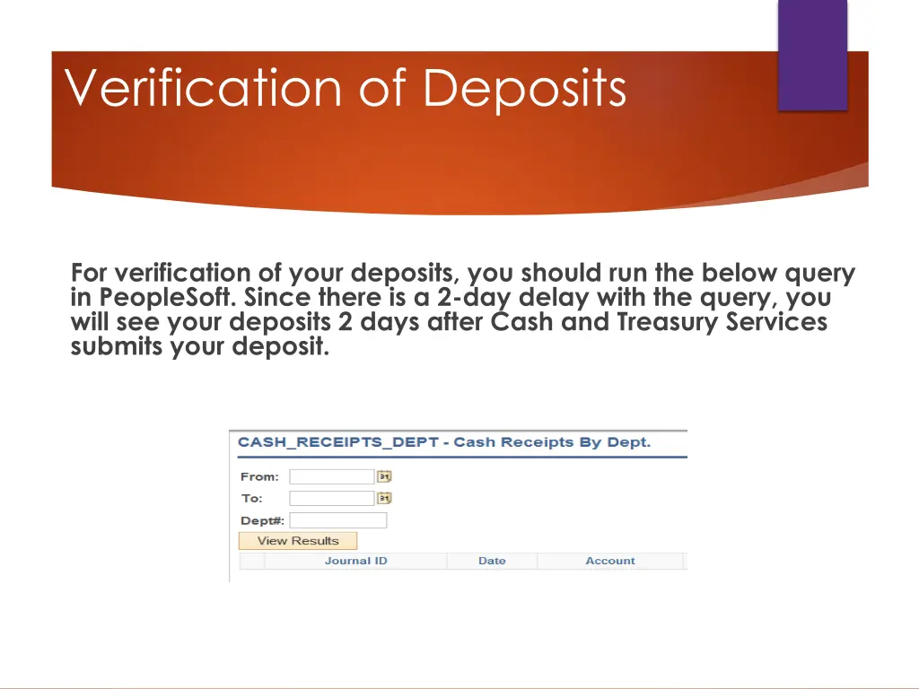 verification of deposits