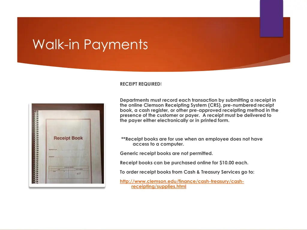 walk in payments