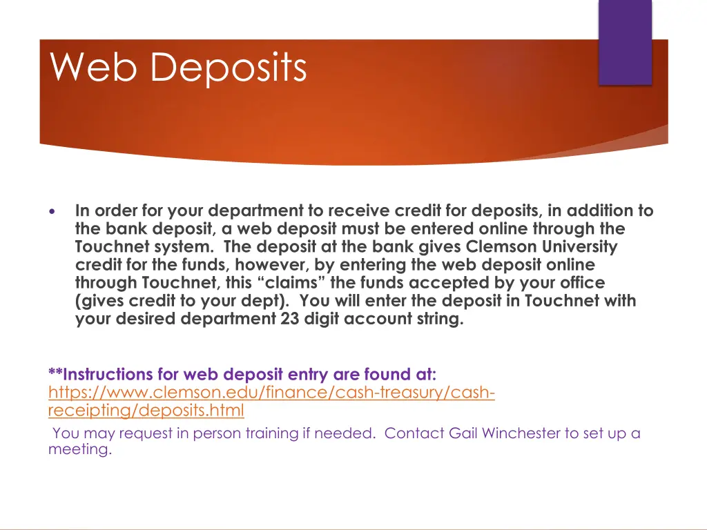 web deposits