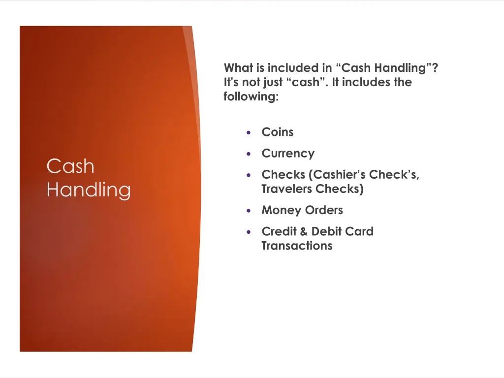 what is included in cash handling it s not just