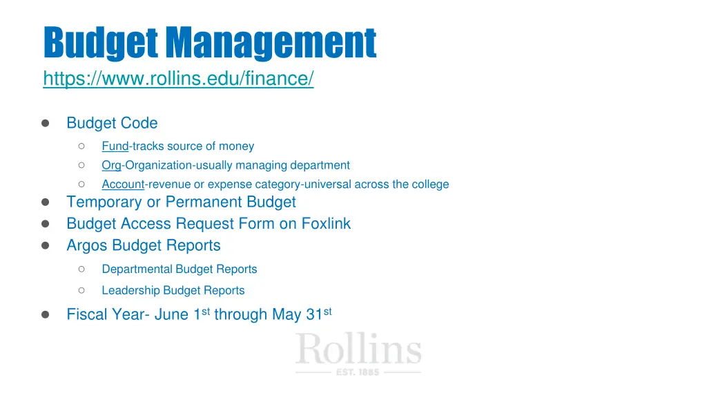 budget management https www rollins edu finance