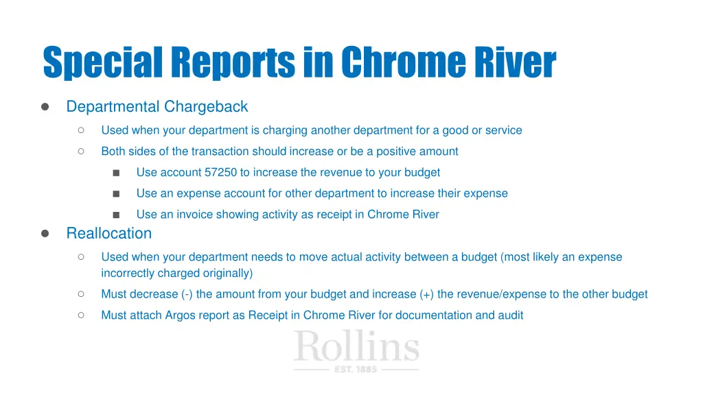 special reports in chrome river