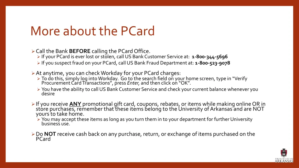 more about the pcard