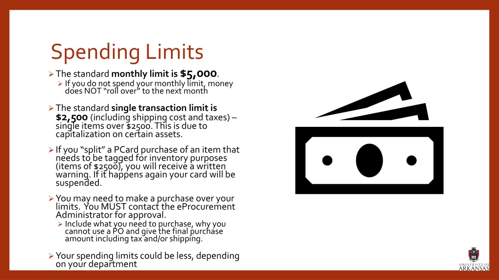 spending limits the standard monthly limit