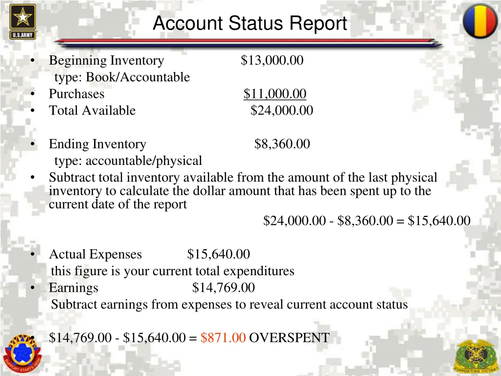 account status report