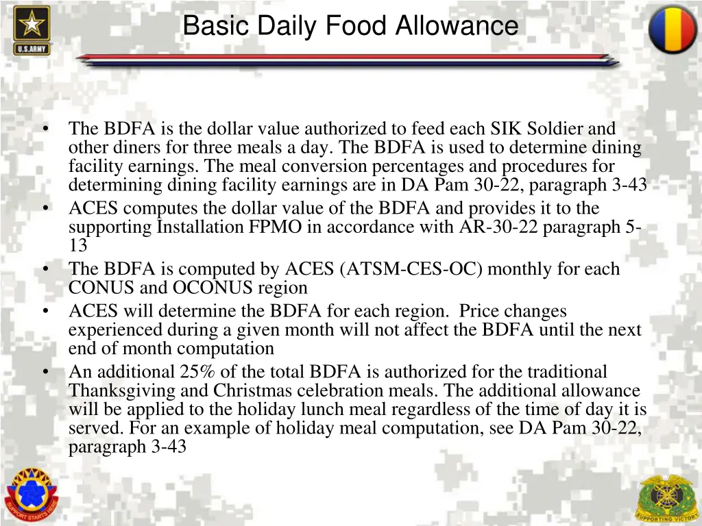 basic daily food allowance 1