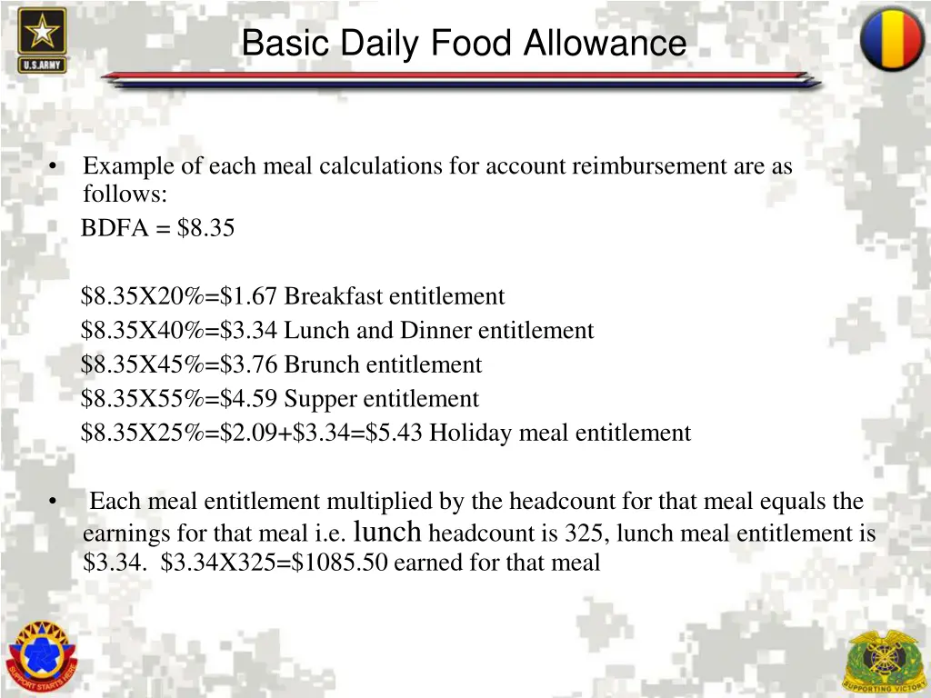 basic daily food allowance 3