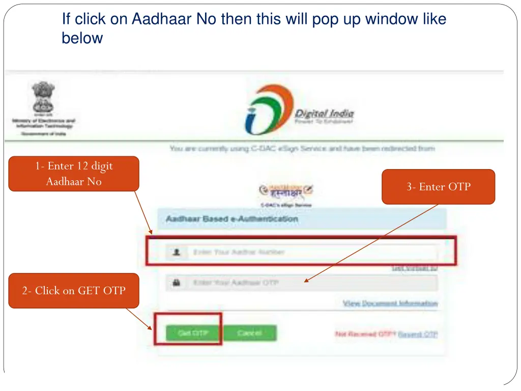 if click on aadhaar no then this will