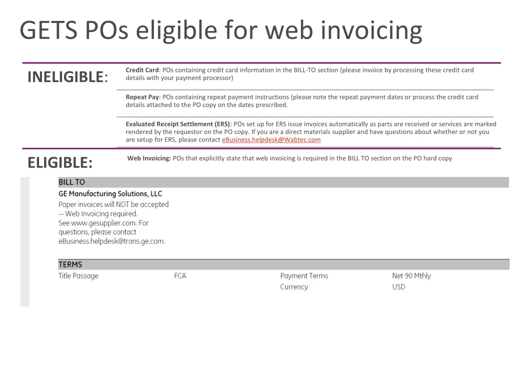 gets pos eligible for web invoicing