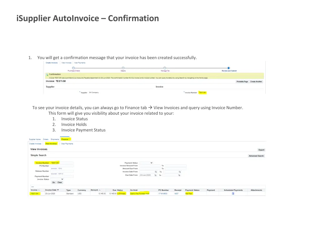 isupplier autoinvoice confirmation