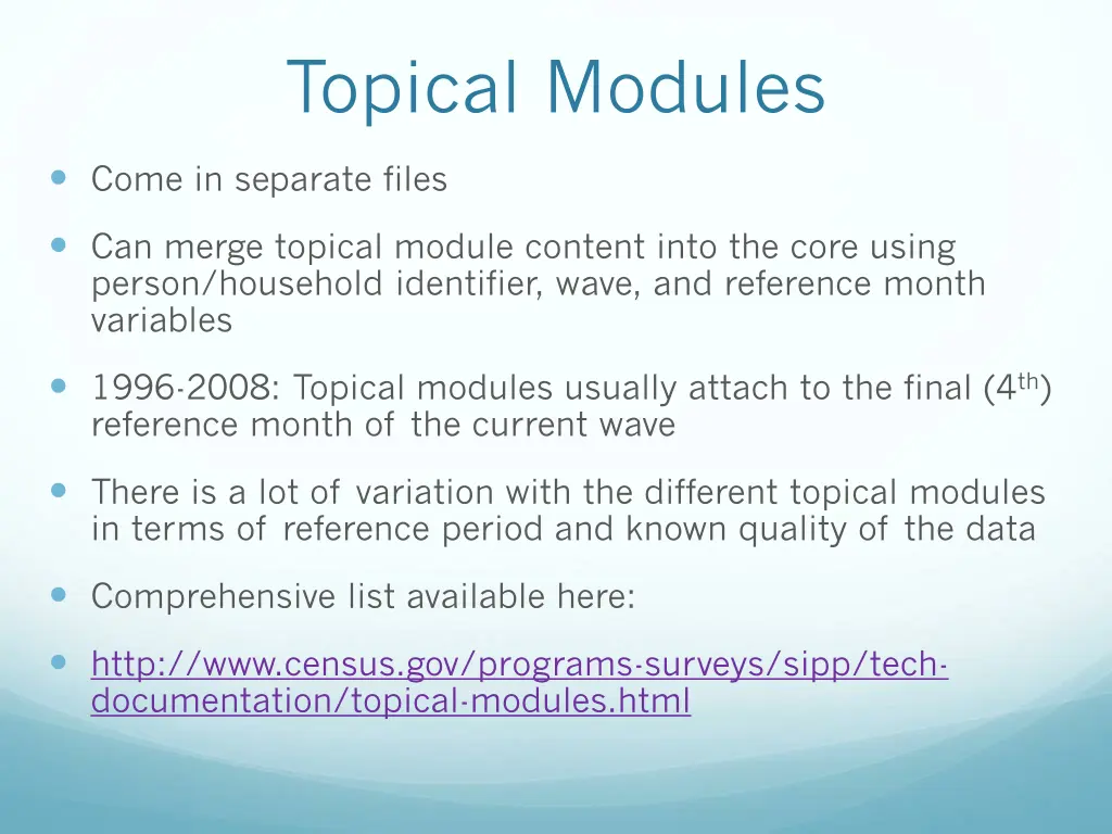 topical modules