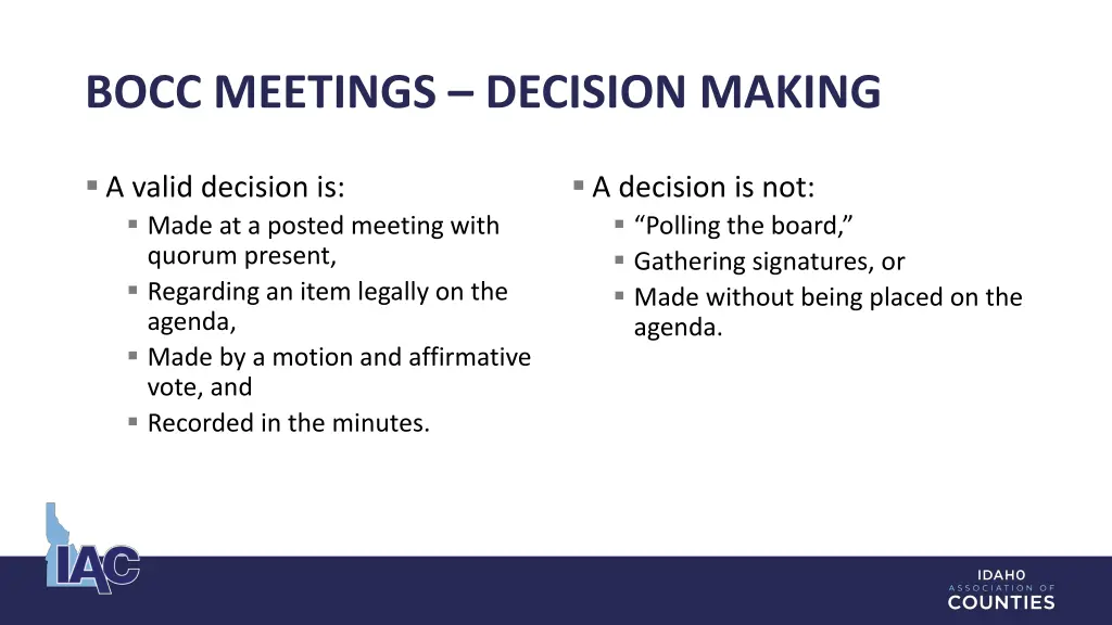 bocc meetings decision making