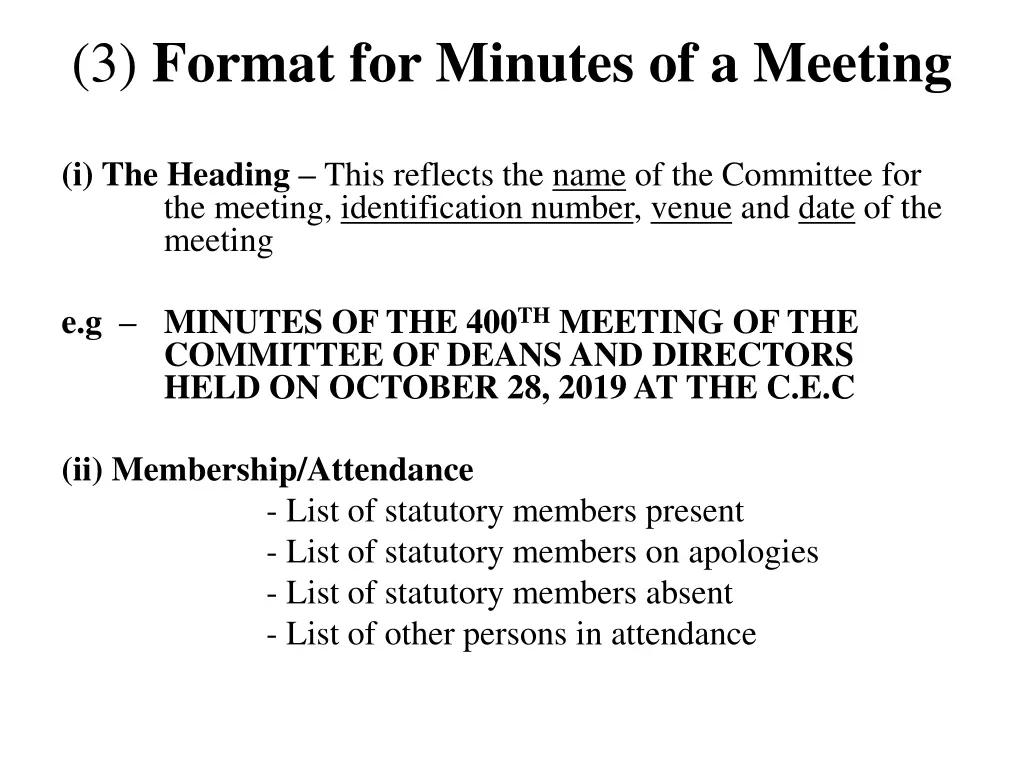 3 format for minutes of a meeting