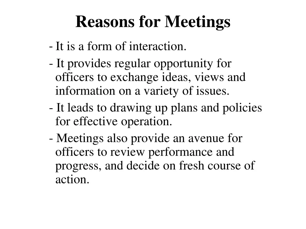 reasons for meetings