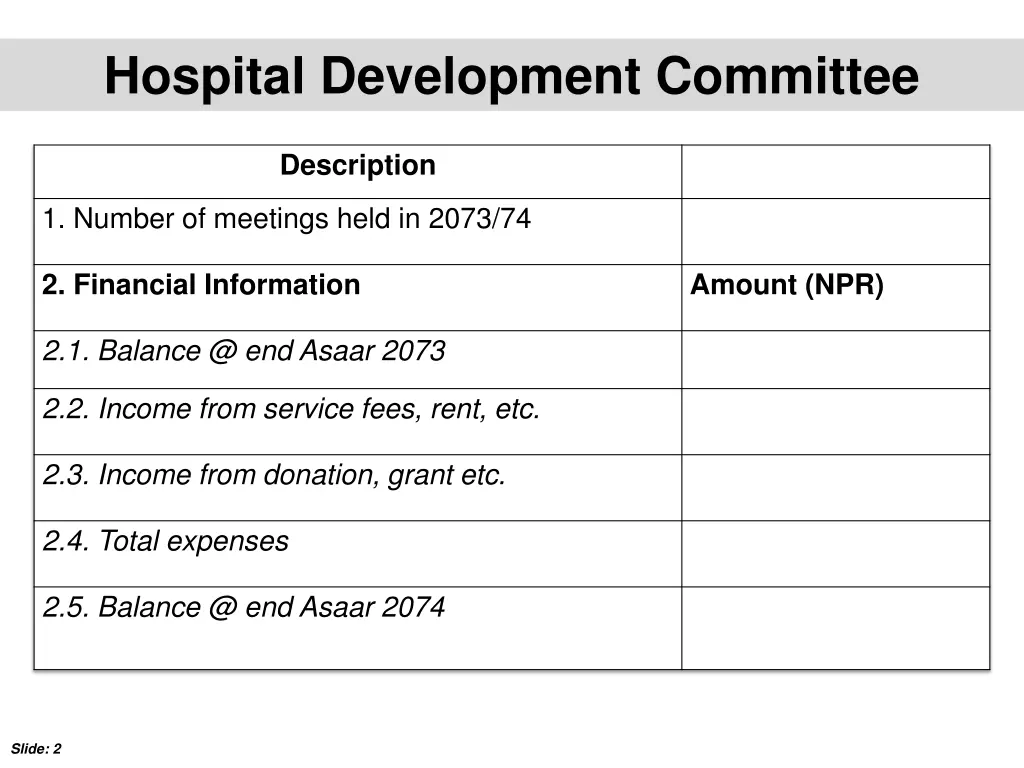 hospital development committee