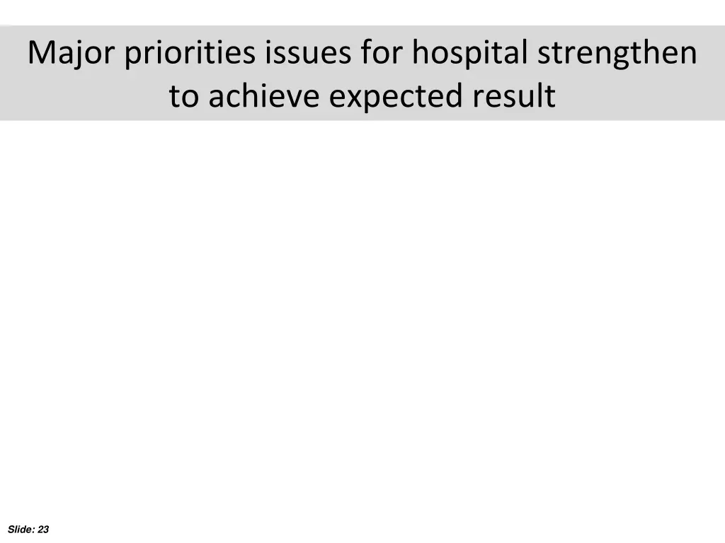 major priorities issues for hospital strengthen