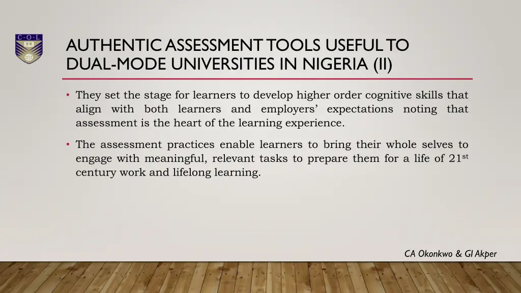 authentic assessment tools useful to dual mode 1