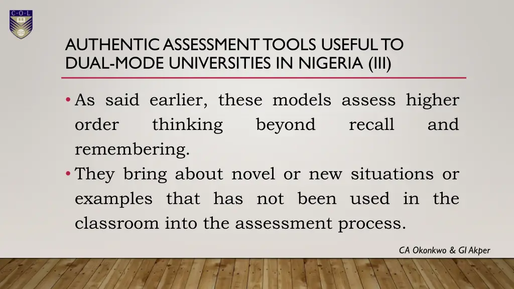 authentic assessment tools useful to dual mode 2