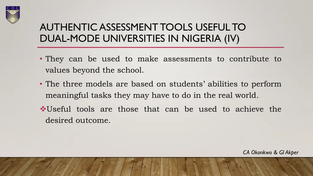 authentic assessment tools useful to dual mode 3