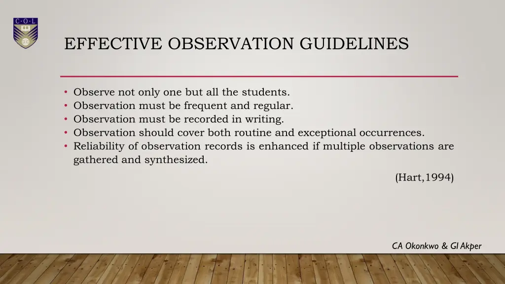 effective observation guidelines