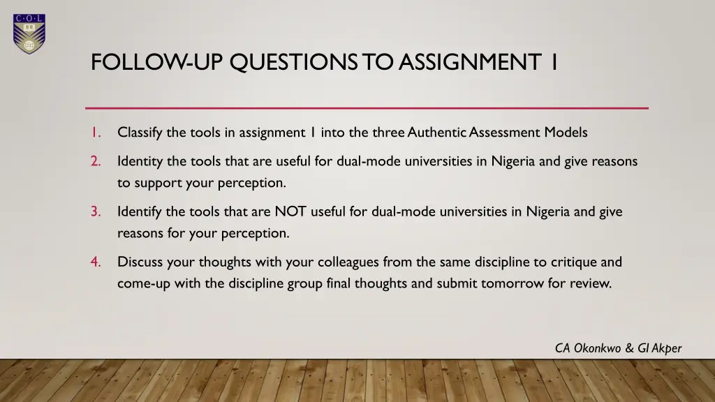 follow up questions to assignment 1