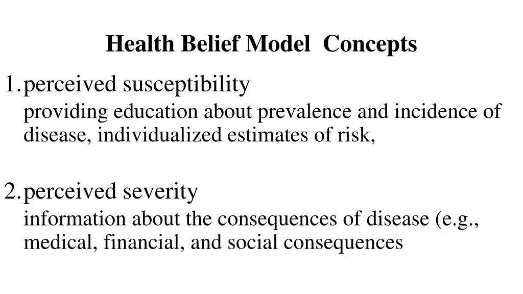 health belief model concepts 1