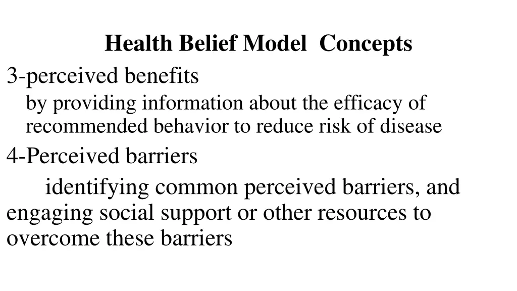 health belief model concepts 3 perceived benefits