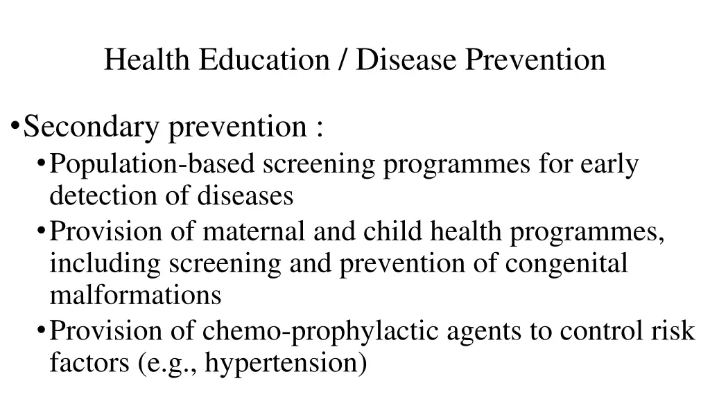 health education disease prevention