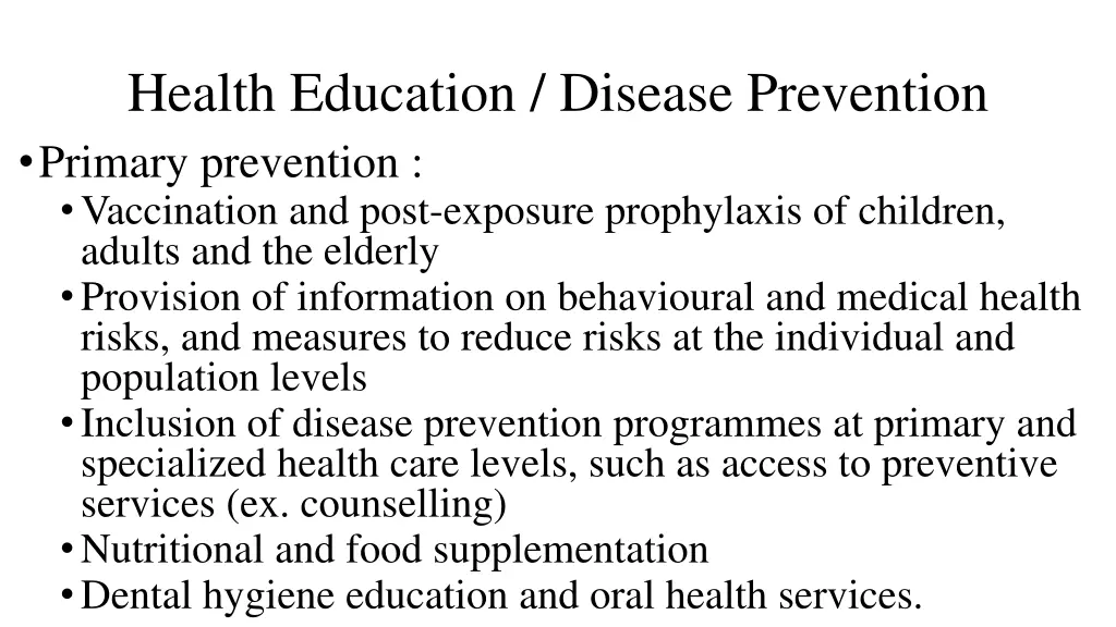 health education disease prevention primary