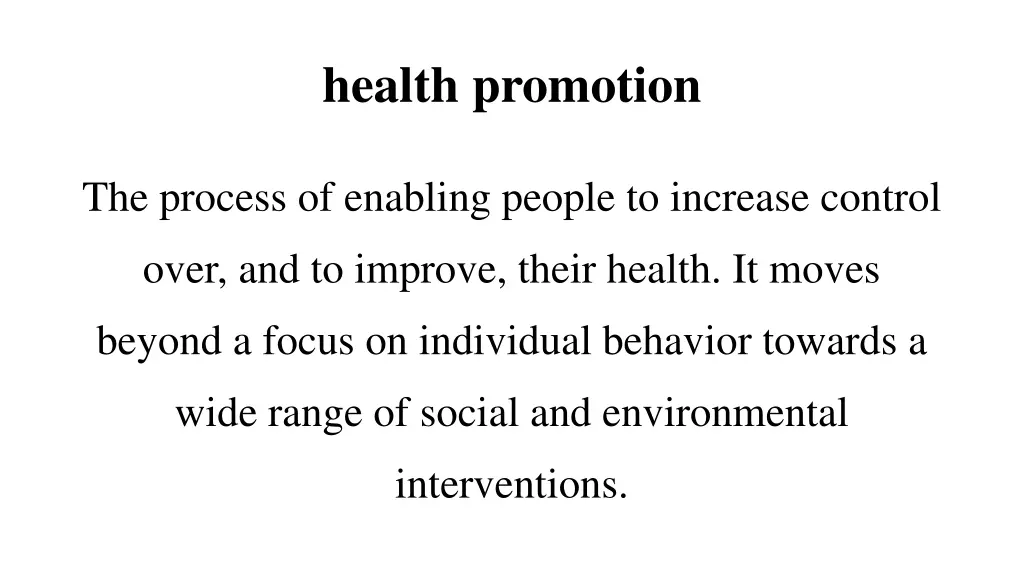 health promotion