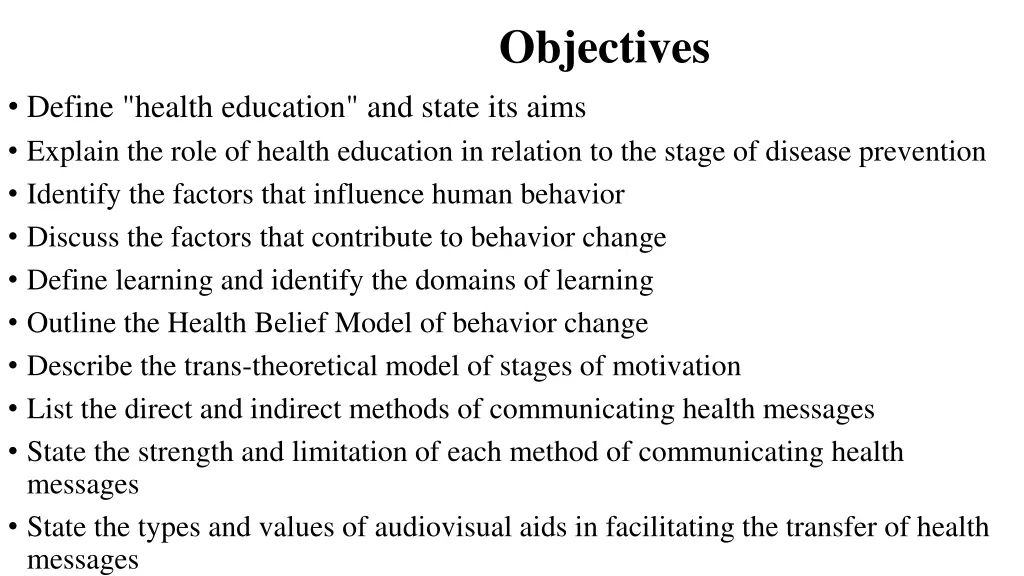 objectives