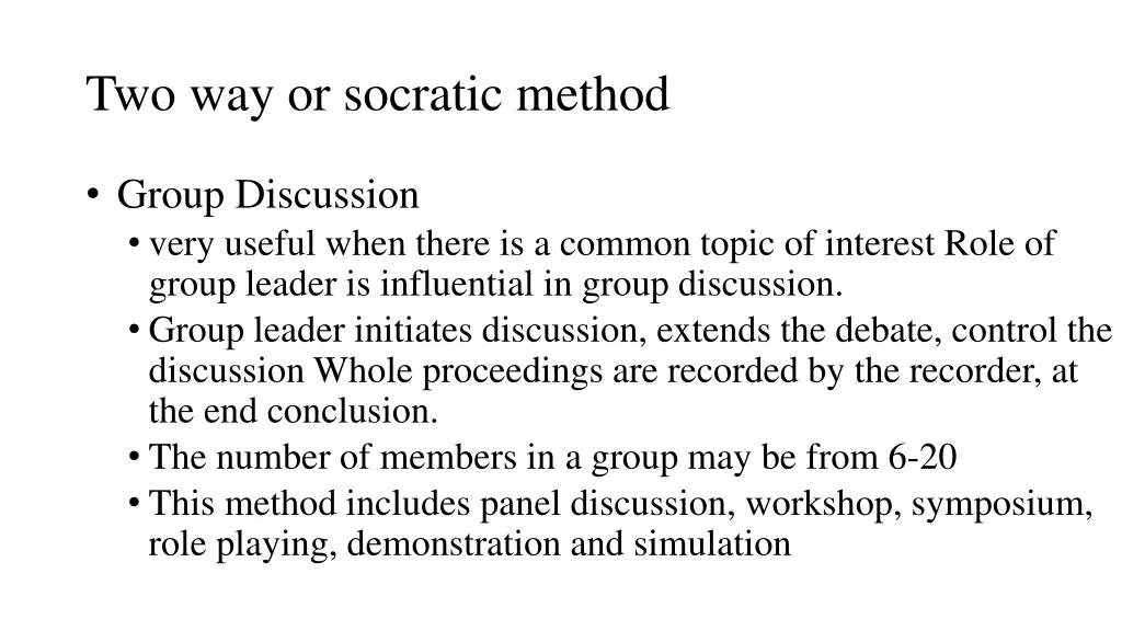 two way or socratic method