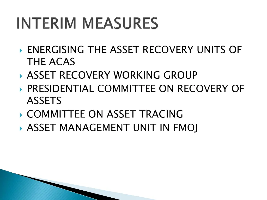 energising the asset recovery units of the acas