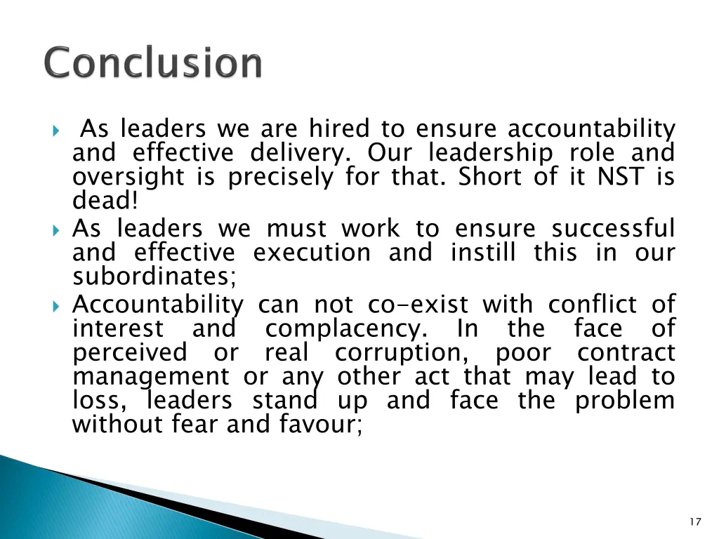 as leaders we are hired to ensure accountability