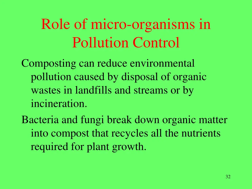 role of micro organisms in pollution control