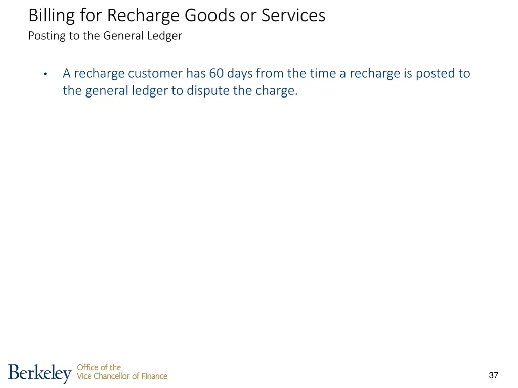 billing for recharge goods or services posting