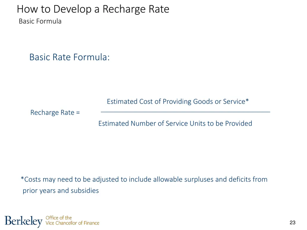 how to develop a recharge rate basic formula