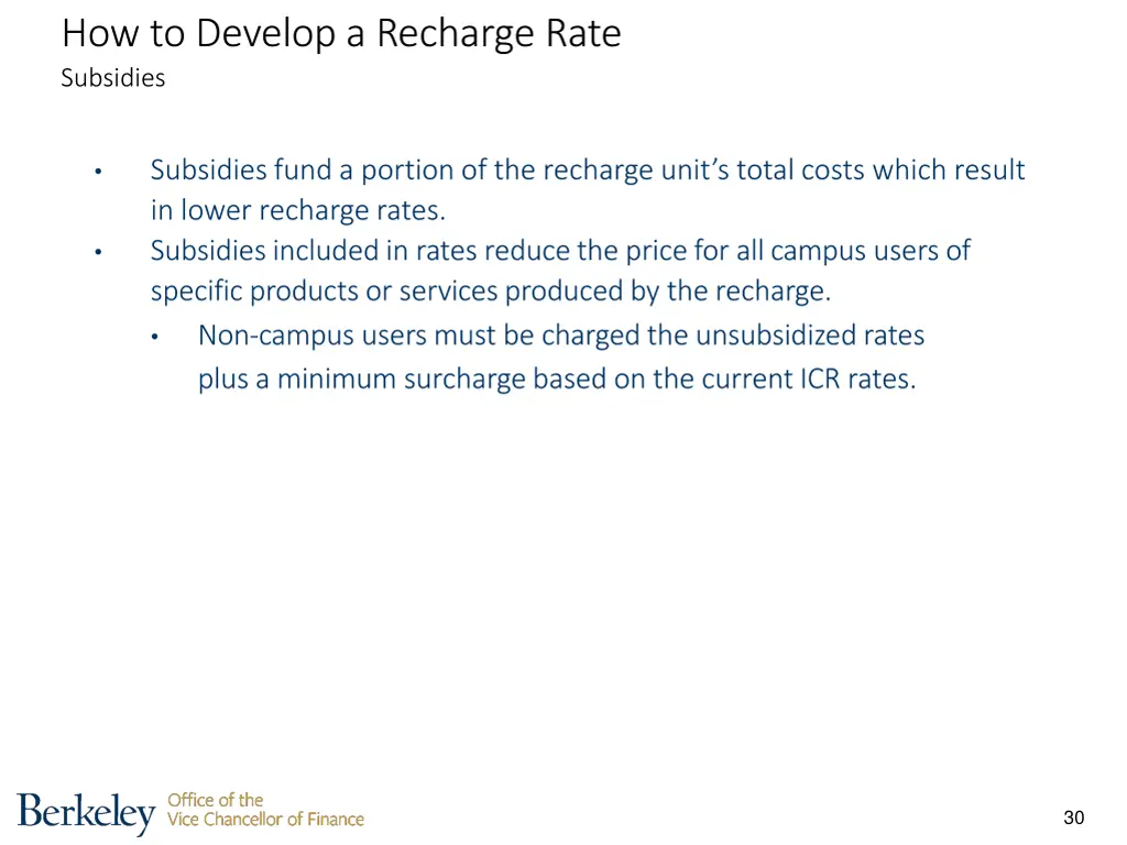 how to develop a recharge rate subsidies