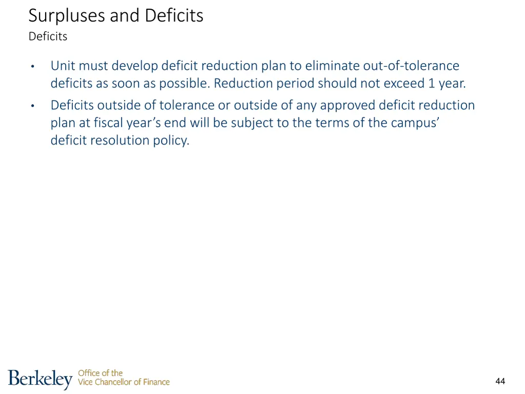 surpluses and deficits deficits