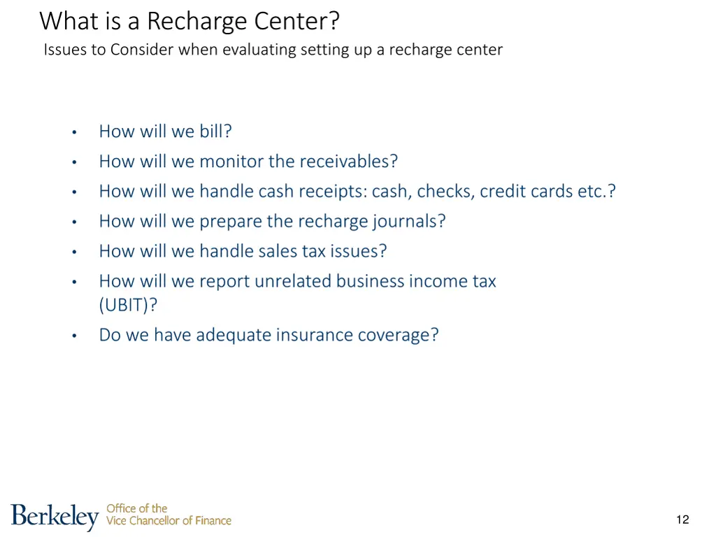 what is a recharge center issues to consider when 2