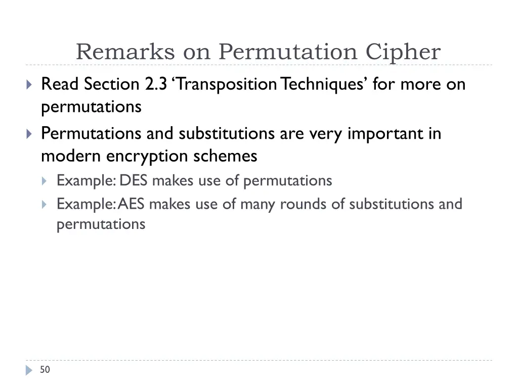 remarks on permutation cipher