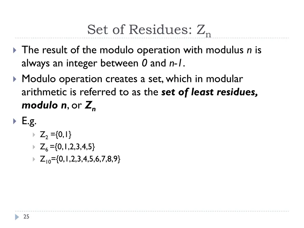 set of residues z n