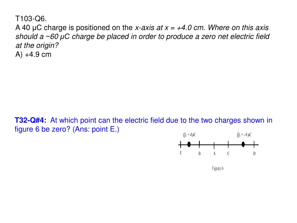 t103 q6 a 40 c charge is positioned on the x axis 1