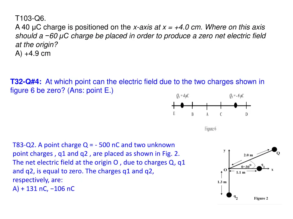 t103 q6 a 40 c charge is positioned on the x axis