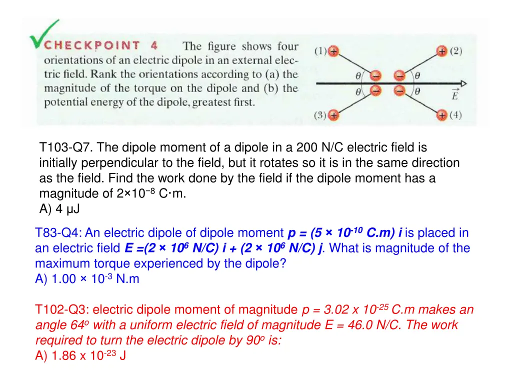 t103 q7 the dipole moment of a dipole