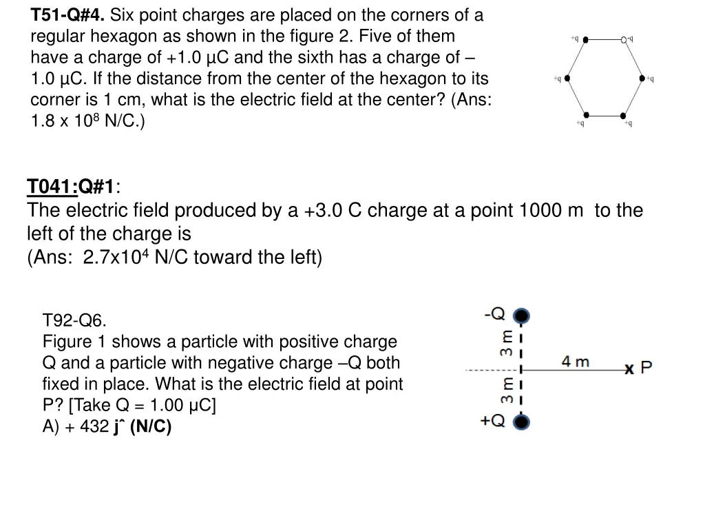 t51 q 4 six point charges are placed