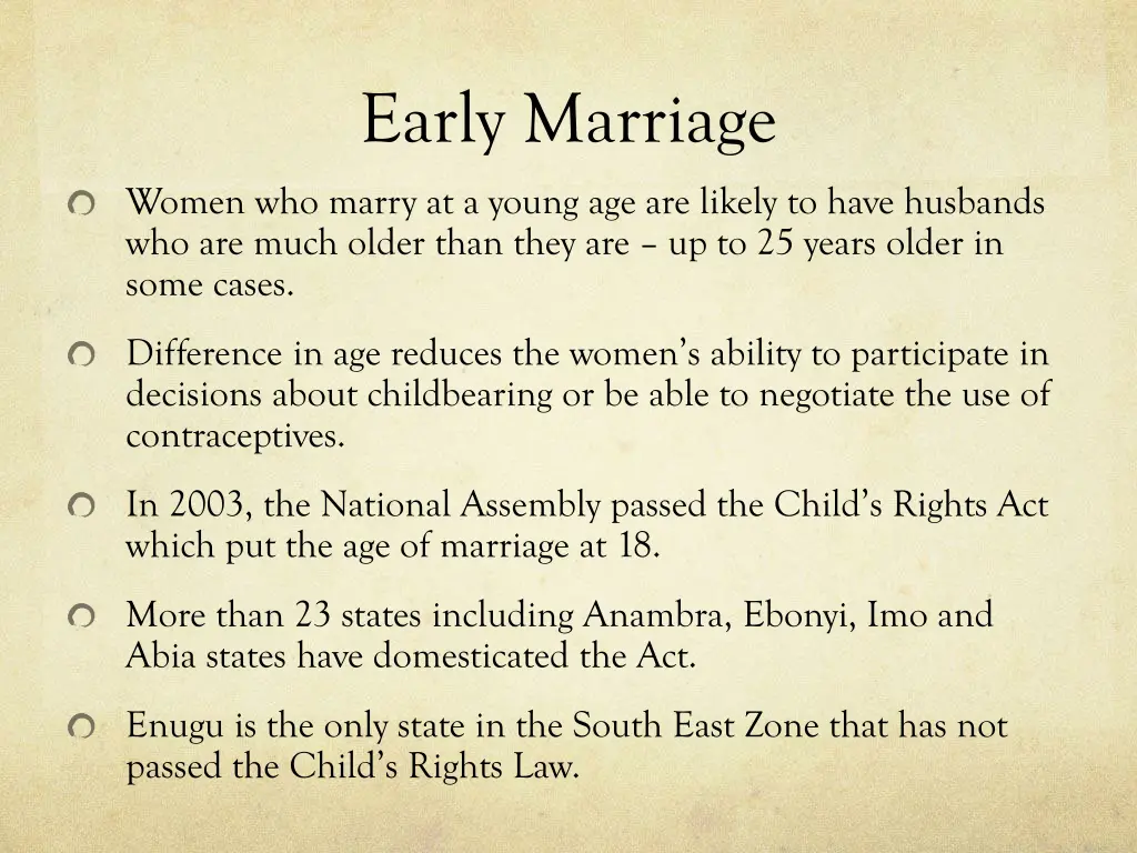 early marriage