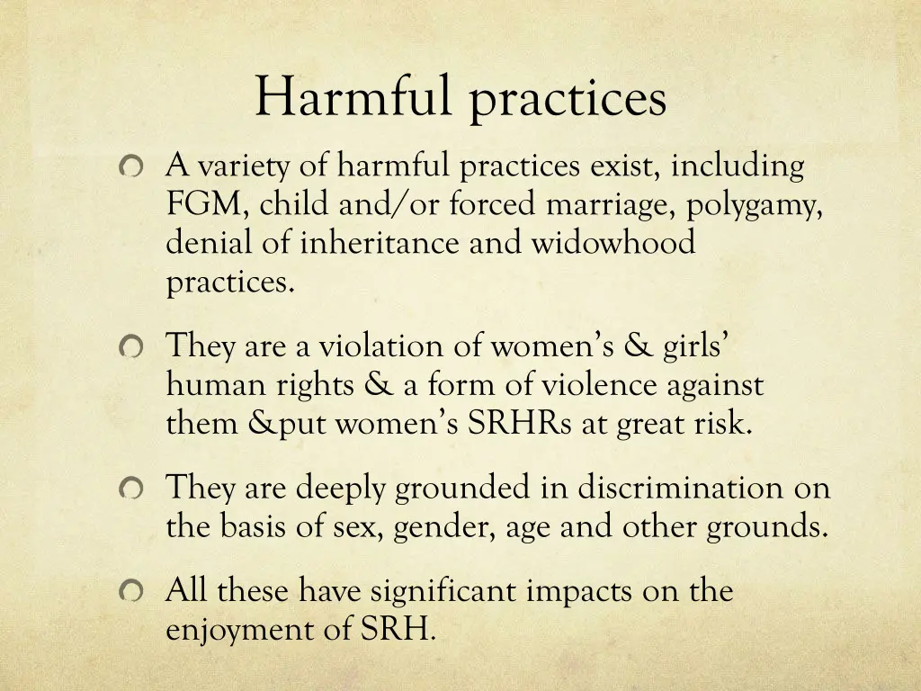 harmful practices a variety of harmful practices